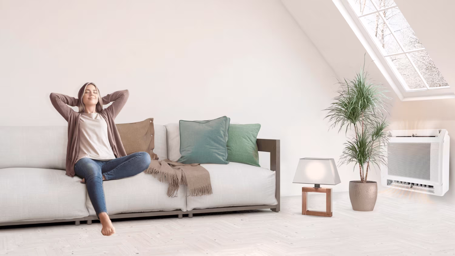 Klimatyzator konsolowy zamontowany pod oknem